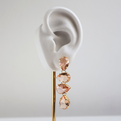 Brinco Dourado e Cristal Champagne - Semijoia