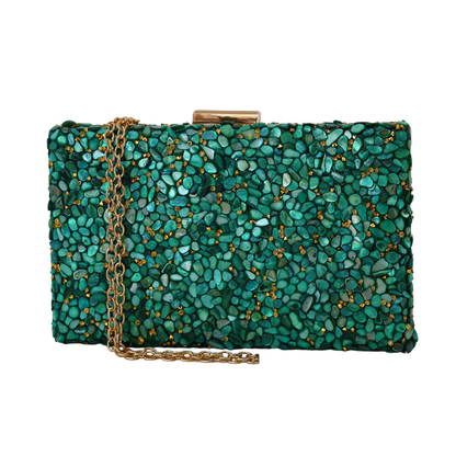 Bolsa de Festa Clutch Pedraria Verde
