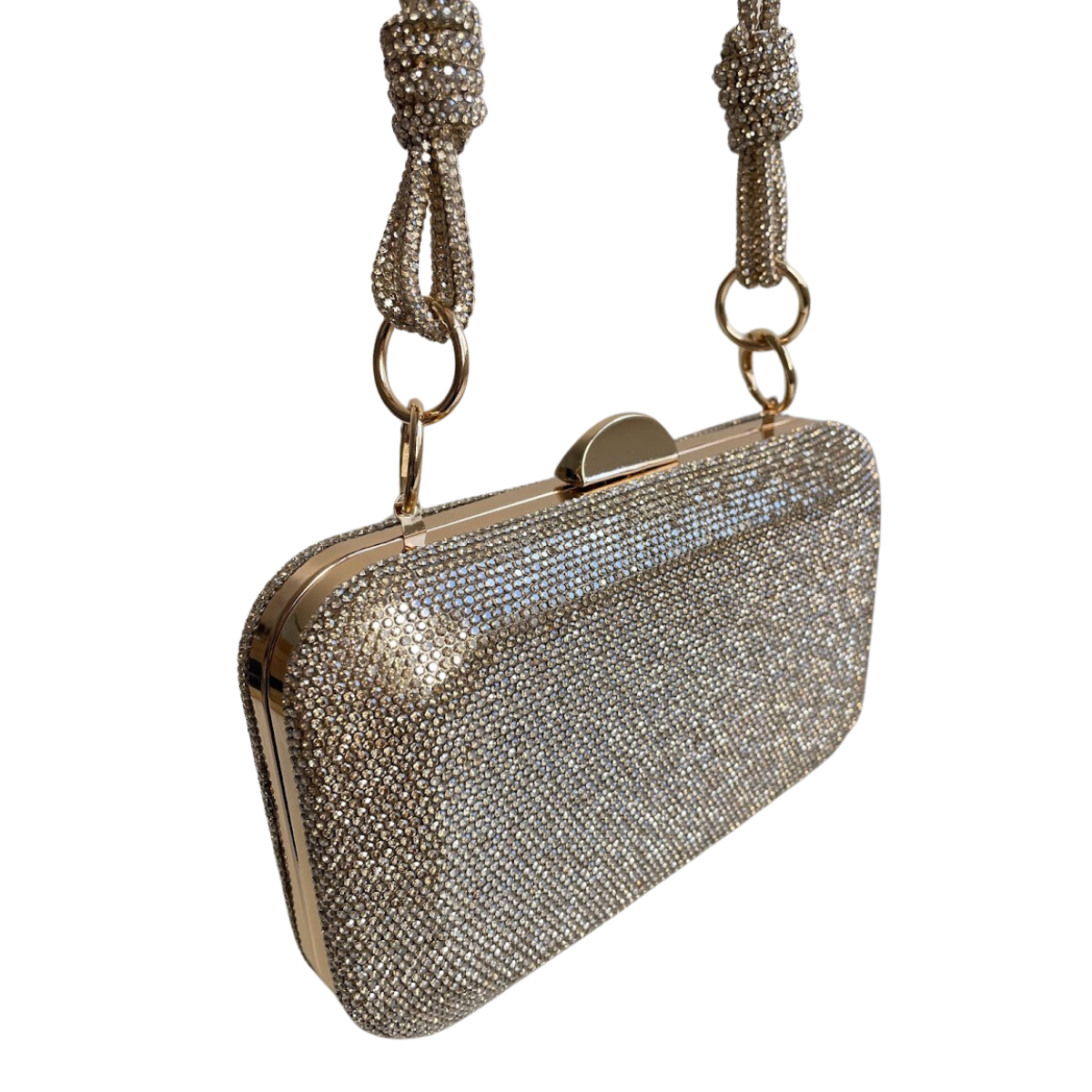 Bolsa Festa Clutch Pedraria Strass Dourada