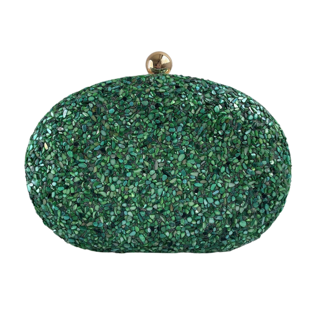 Bolsa Festa Clutch Pedraria Verde Oval