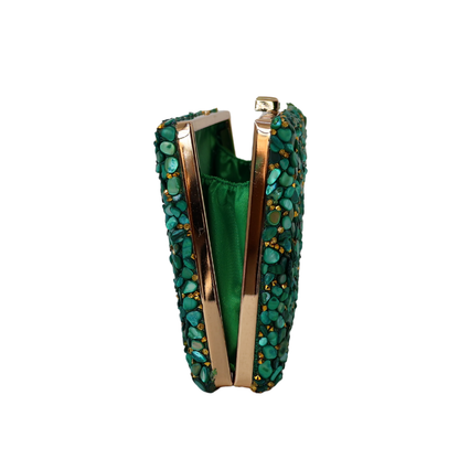 Bolsa de Festa Clutch Pedraria Verde
