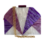 Bolsa de Festa Clutch Acrílico Trapezoidal Roxa e Lilás - ReUse