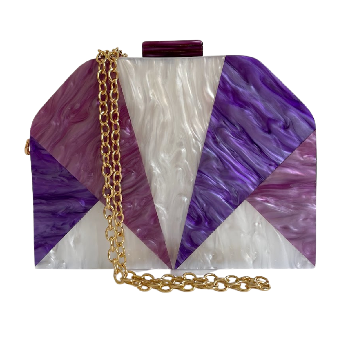 Bolsa de Festa Clutch Acrílico Trapezoidal Roxa e Lilás - ReUse