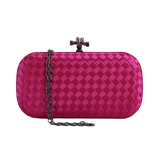 Clutch Tressê Cetim Inspired Pequena Fúcsia