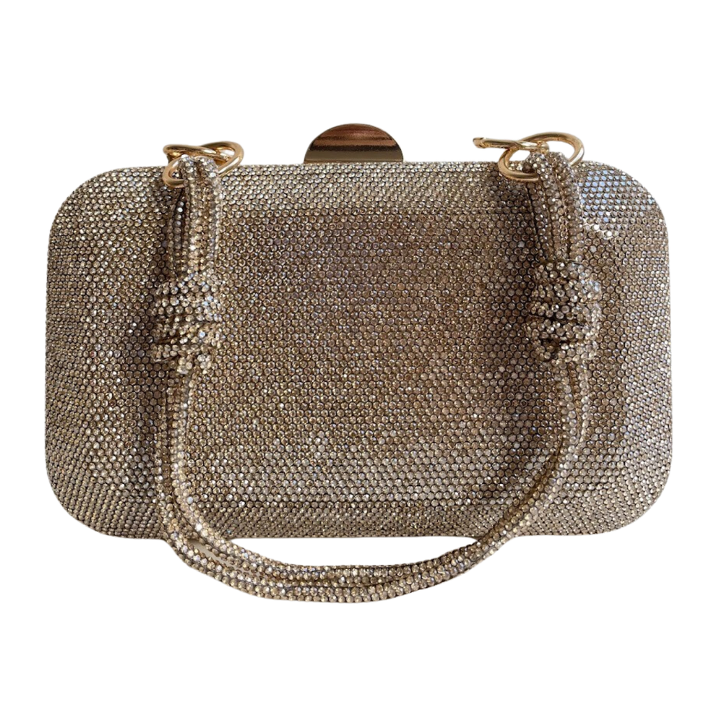 Bolsa Festa Clutch Pedraria Strass Dourada - ReUse