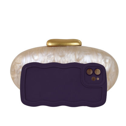 Bolsa Clutch Festa Acrílico Oval Bege