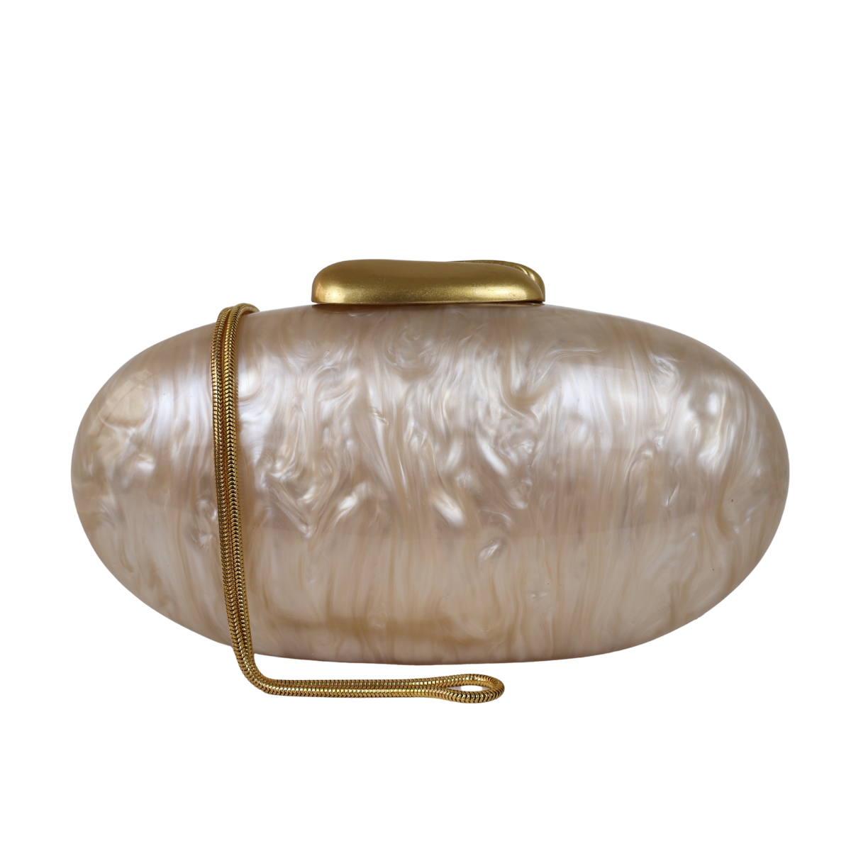 Bolsa Clutch Festa Acrílico Oval Bege