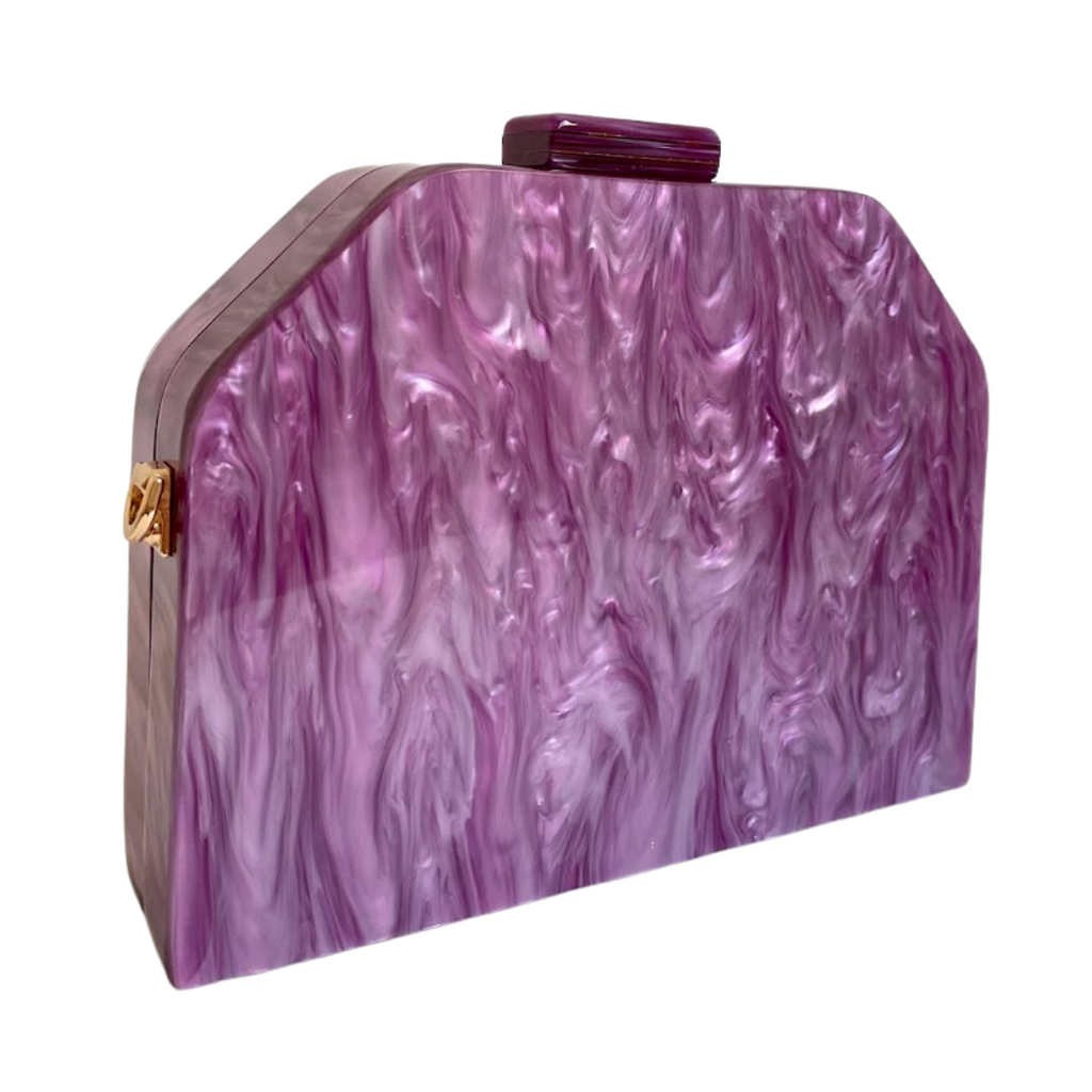 Bolsa de Festa Clutch Acrílico Trapezoidal Roxa e Lilás - ReUse