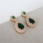 Brinco Dourado e Cristal Verde - Semijoia