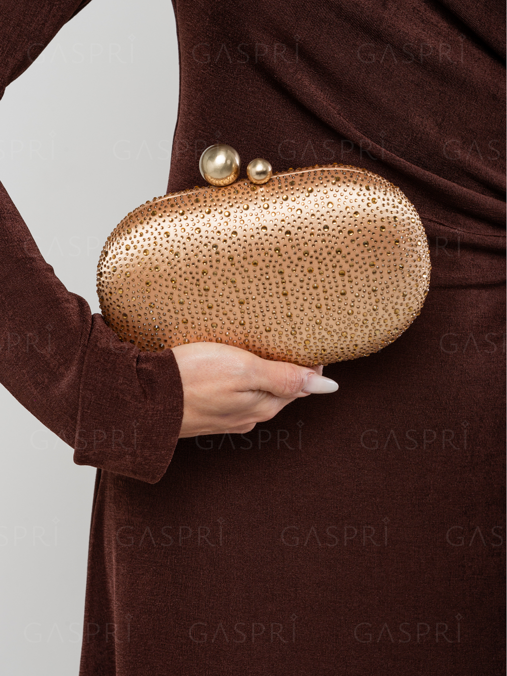 Bolsa Festa Clutch Pedraria Strass Oval Dourada