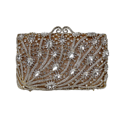 Bolsa Festa Clutch Pedraria Strass Dourada