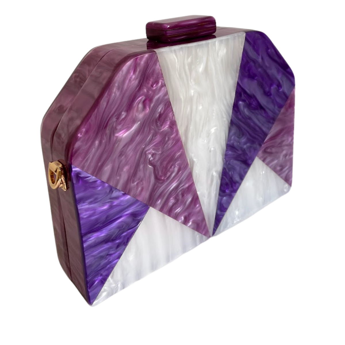 Bolsa de Festa Clutch Acrílico Trapezoidal Roxa e Lilás - ReUse