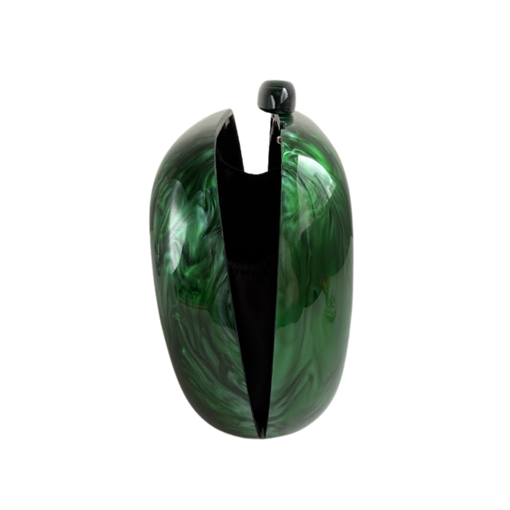 Bolsa Clutch Festa Acrílico Oval Verde Escuro