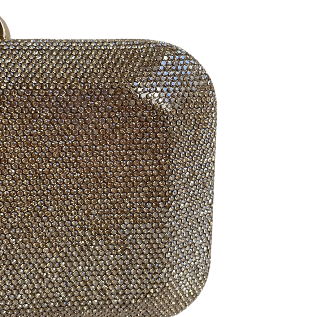 Bolsa Festa Clutch Pedraria Strass Dourada - ReUse