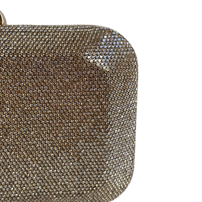 Bolsa Festa Clutch Pedraria Strass Dourada