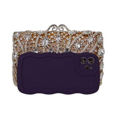 Bolsa Festa Clutch Pedraria Strass Dourada