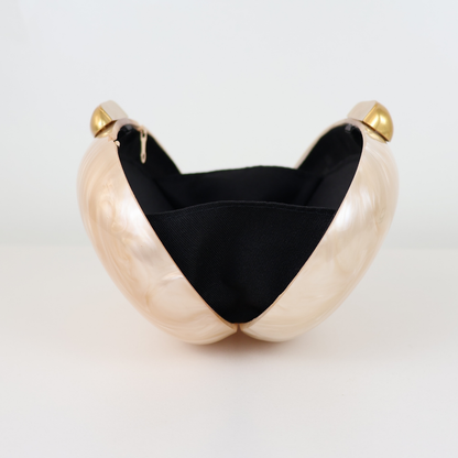 Bolsa Clutch Festa Acrílico Oval Bege
