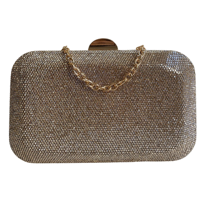 Bolsa Festa Clutch Pedraria Strass Dourada