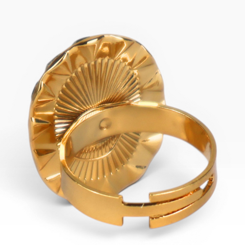 Anel Regulável Dourado e Cristal Marrom - Semijoia