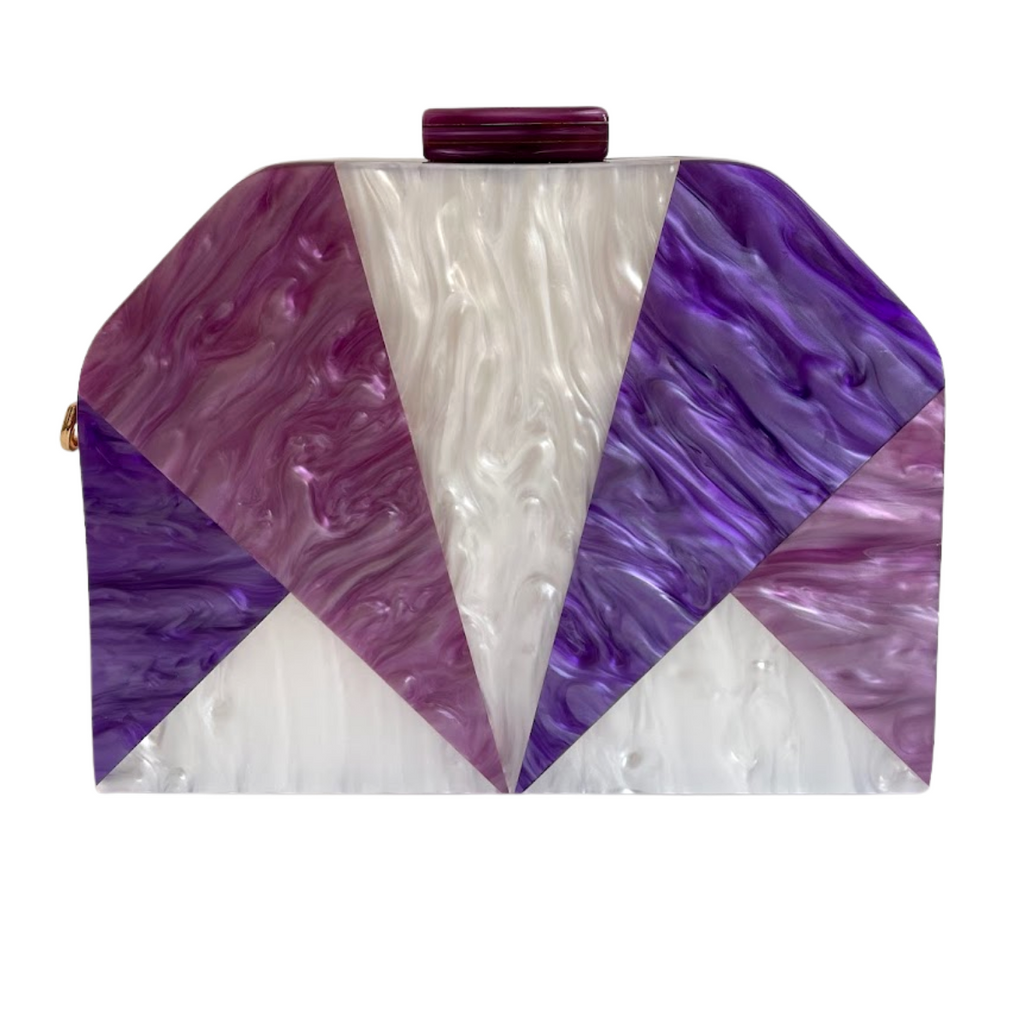 Bolsa de Festa Clutch Acrílico Trapezoidal Roxa e Lilás - ReUse