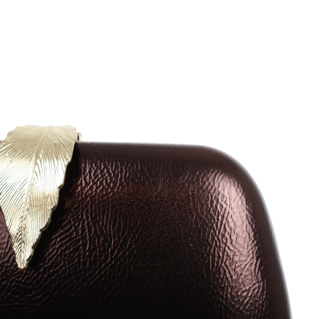 Bolsa Clutch Festa Fecho de Folha Marrom Bronze - ReUse