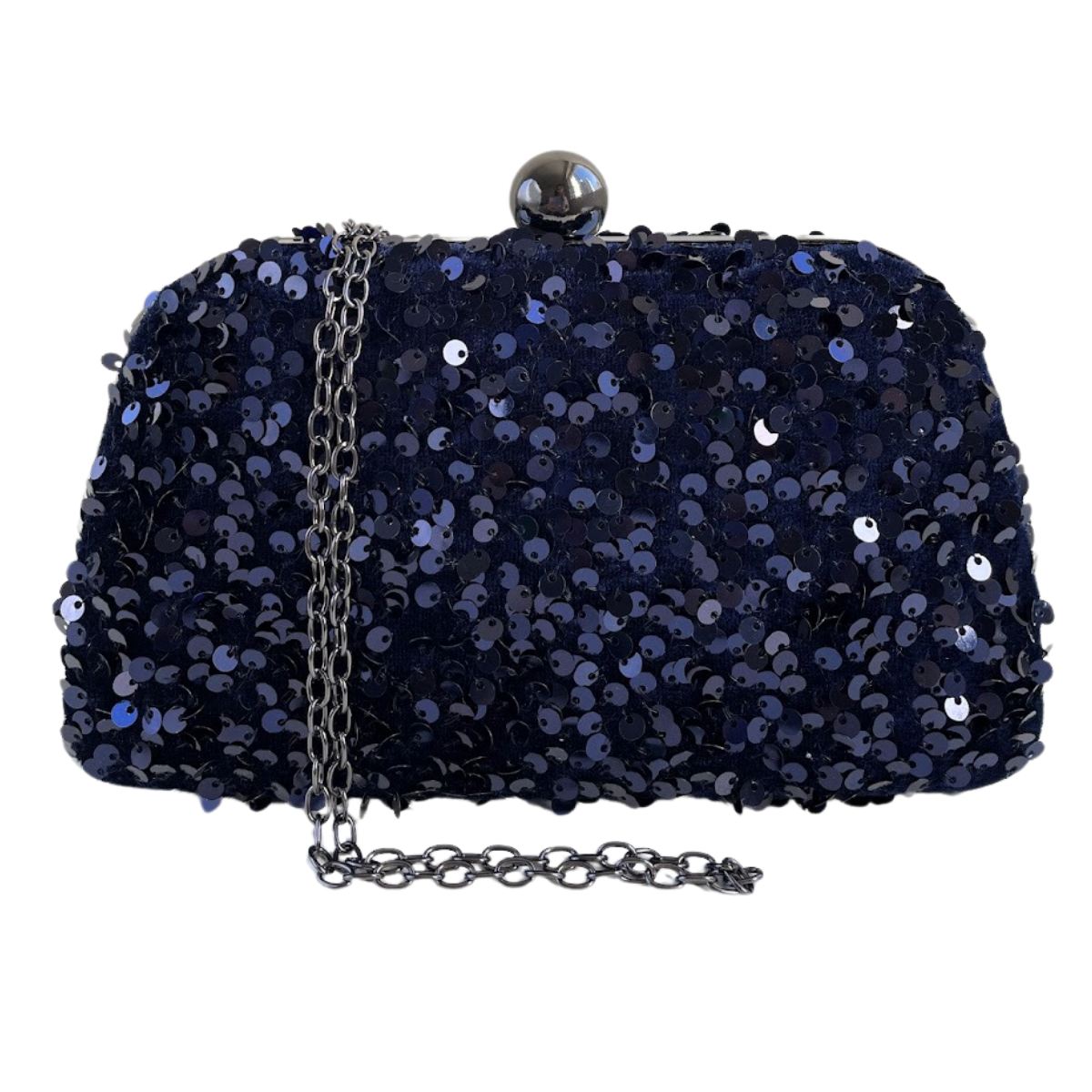 Bolsa de Festa Clutch Lantejoulas Azul Marinho