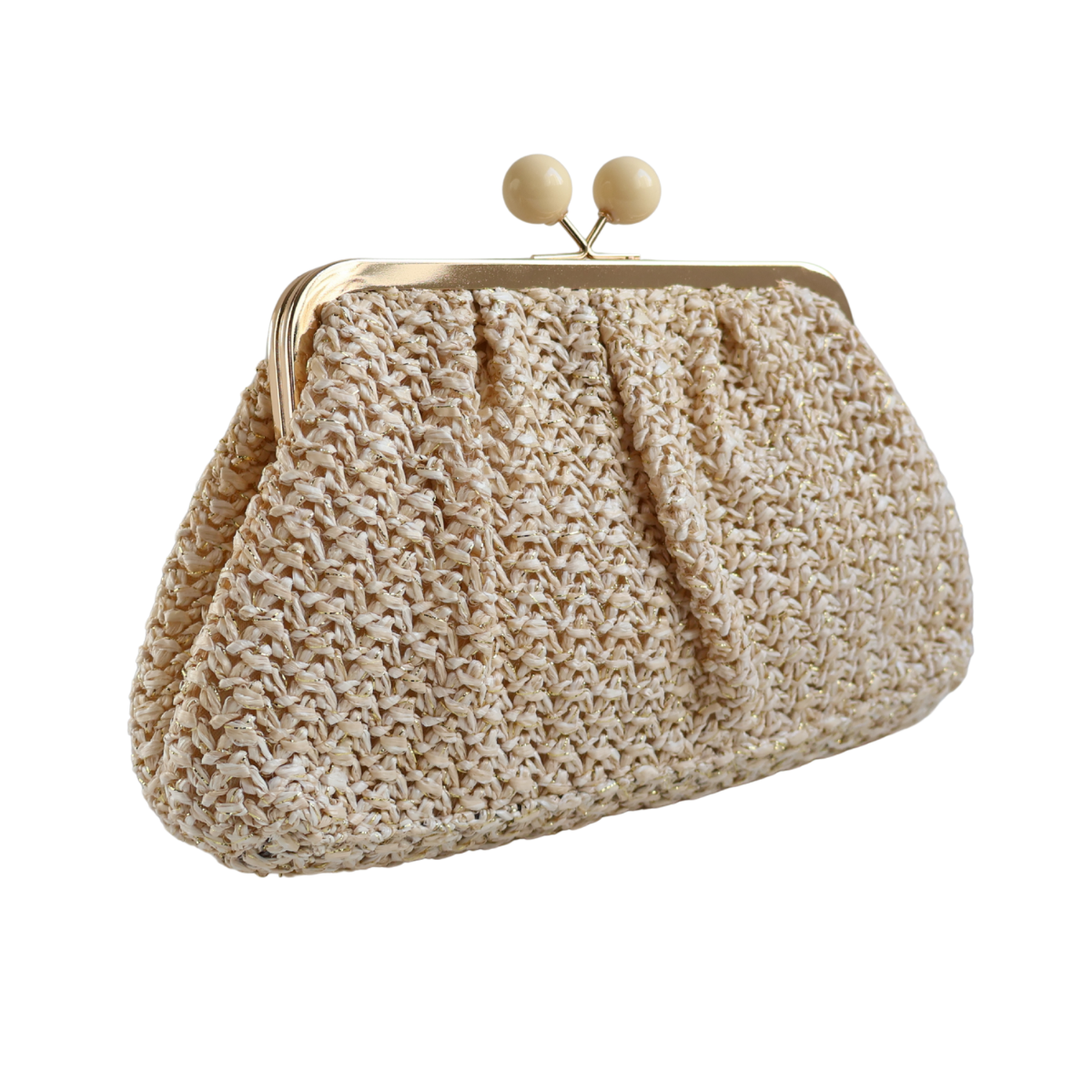 Bolsa Pouch Festa Clutch Palha Bege Claro