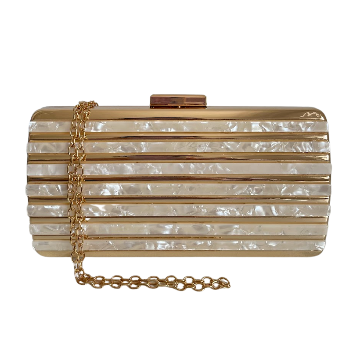 Bolsa de Festa Clutch Perolada Metalizada Branca - ReUse