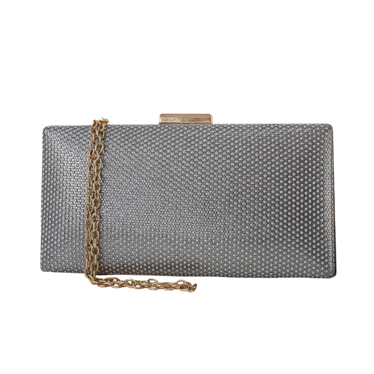 Bolsa Festa Clutch Brilho Prata com Dourado