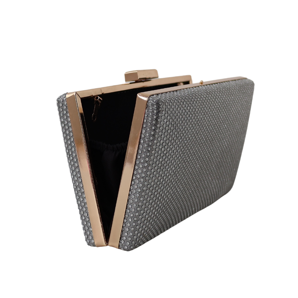 Bolsa Festa Clutch Brilho Prata com Dourado
