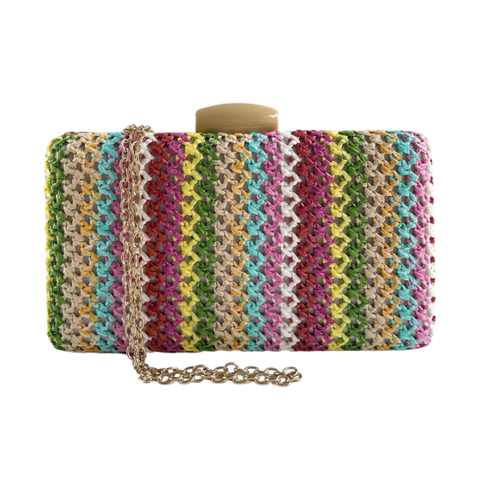 Bolsa de Festa Clutch Palha Colorida