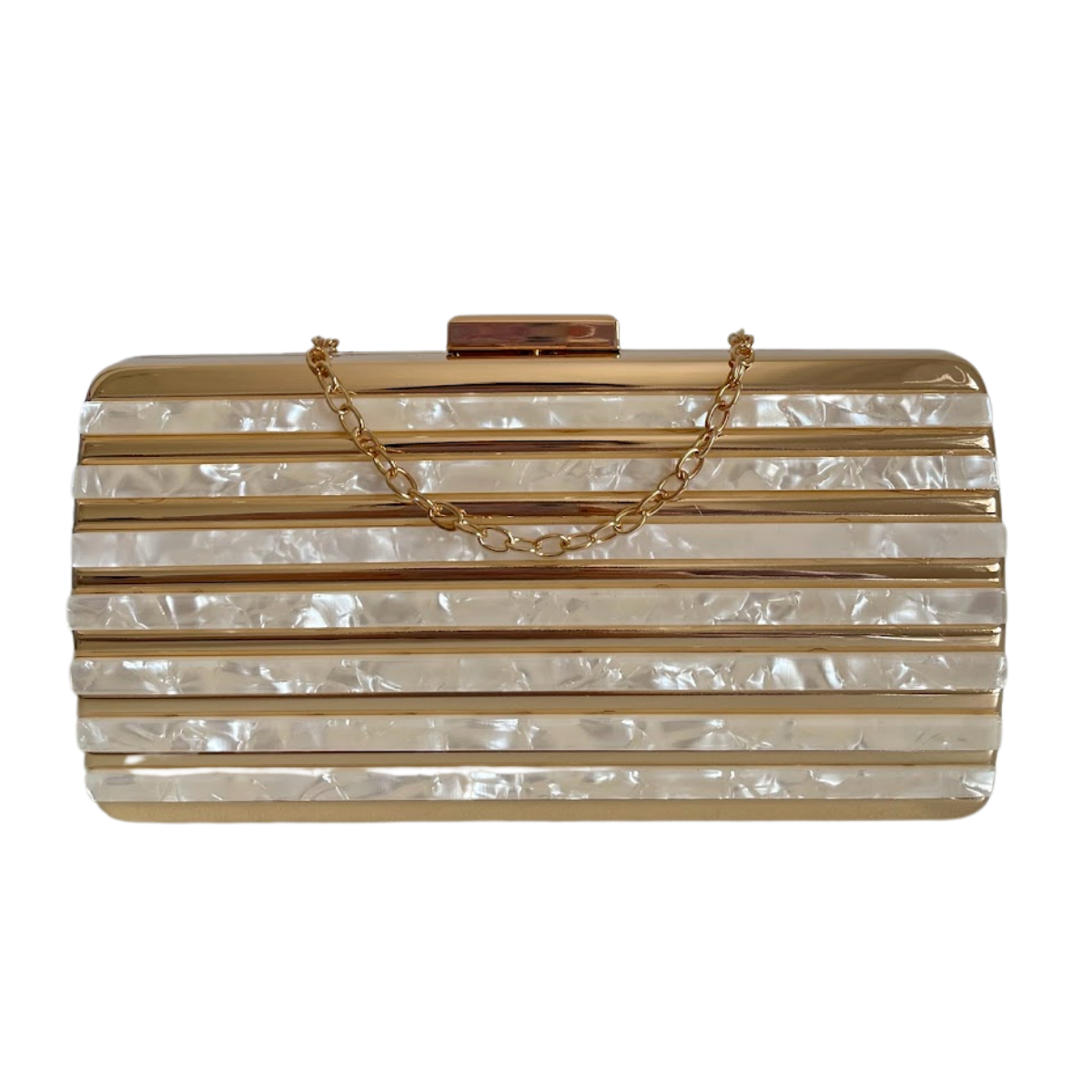 Bolsa de Festa Clutch Perolada Metalizada Branca - ReUse