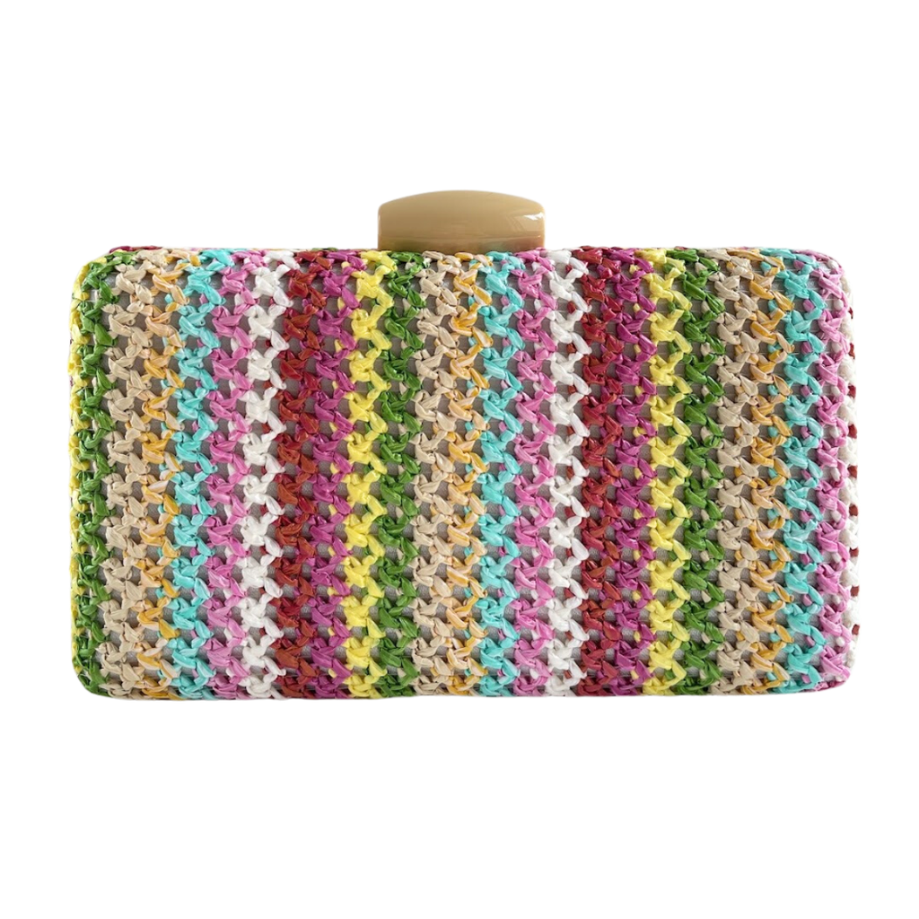 Bolsa de Festa Clutch Palha Colorida
