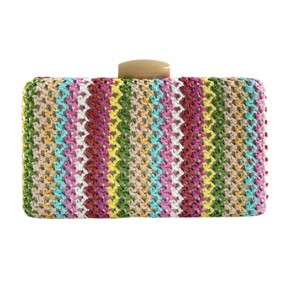 Bolsa de Festa Clutch Palha Colorida