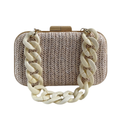 Bolsa de Festa Clutch Madeira e Palha Bege Claro