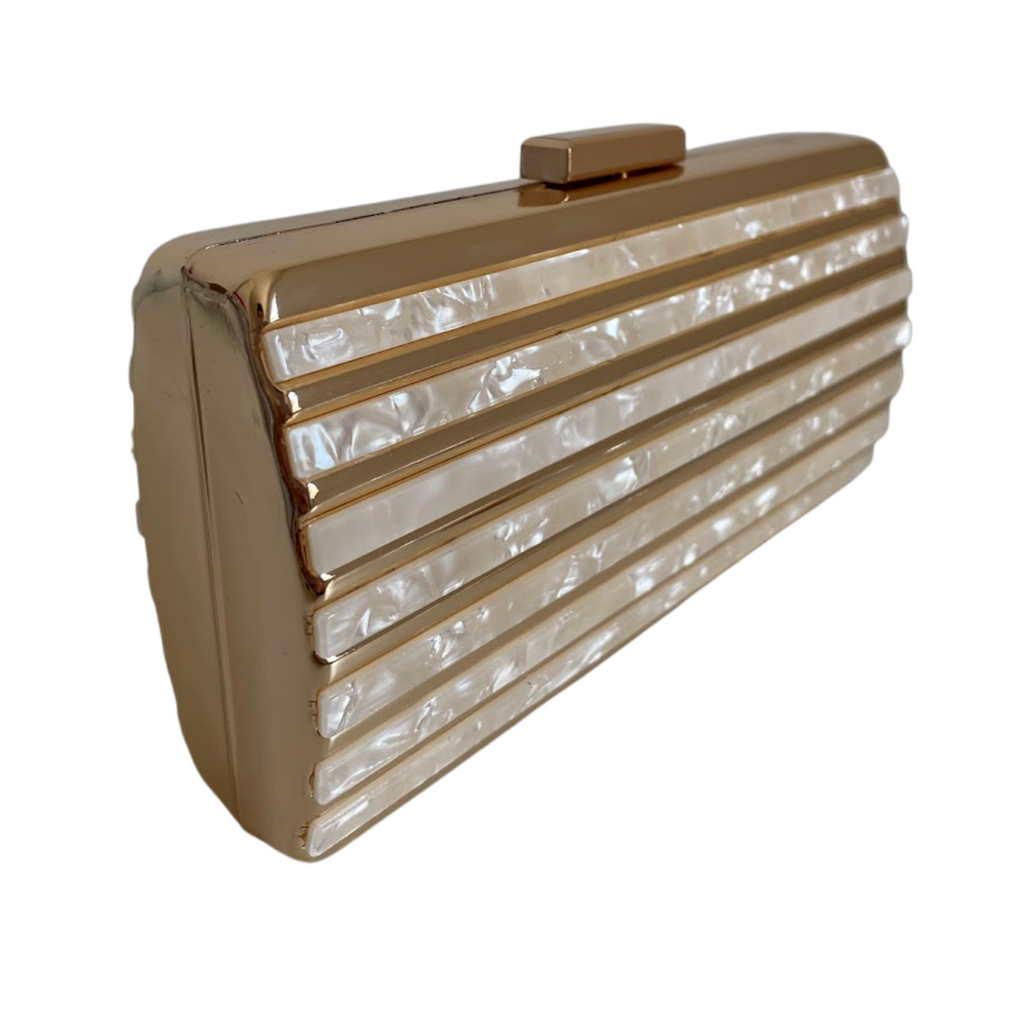 Bolsa de Festa Clutch Perolada Metalizada Branca - ReUse