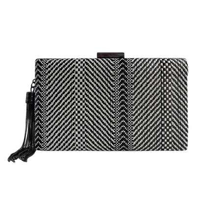 Bolsa de Festa Clutch Listras Preto e Branco