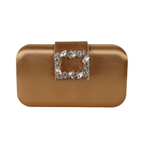 Bolsa Clutch Festa Cetim e Fecho de Pedraria Dourado