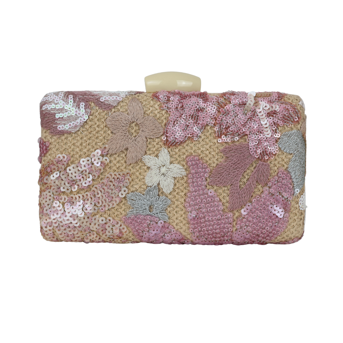 Bolsa Clutch Festa Bordada Flores Rosa