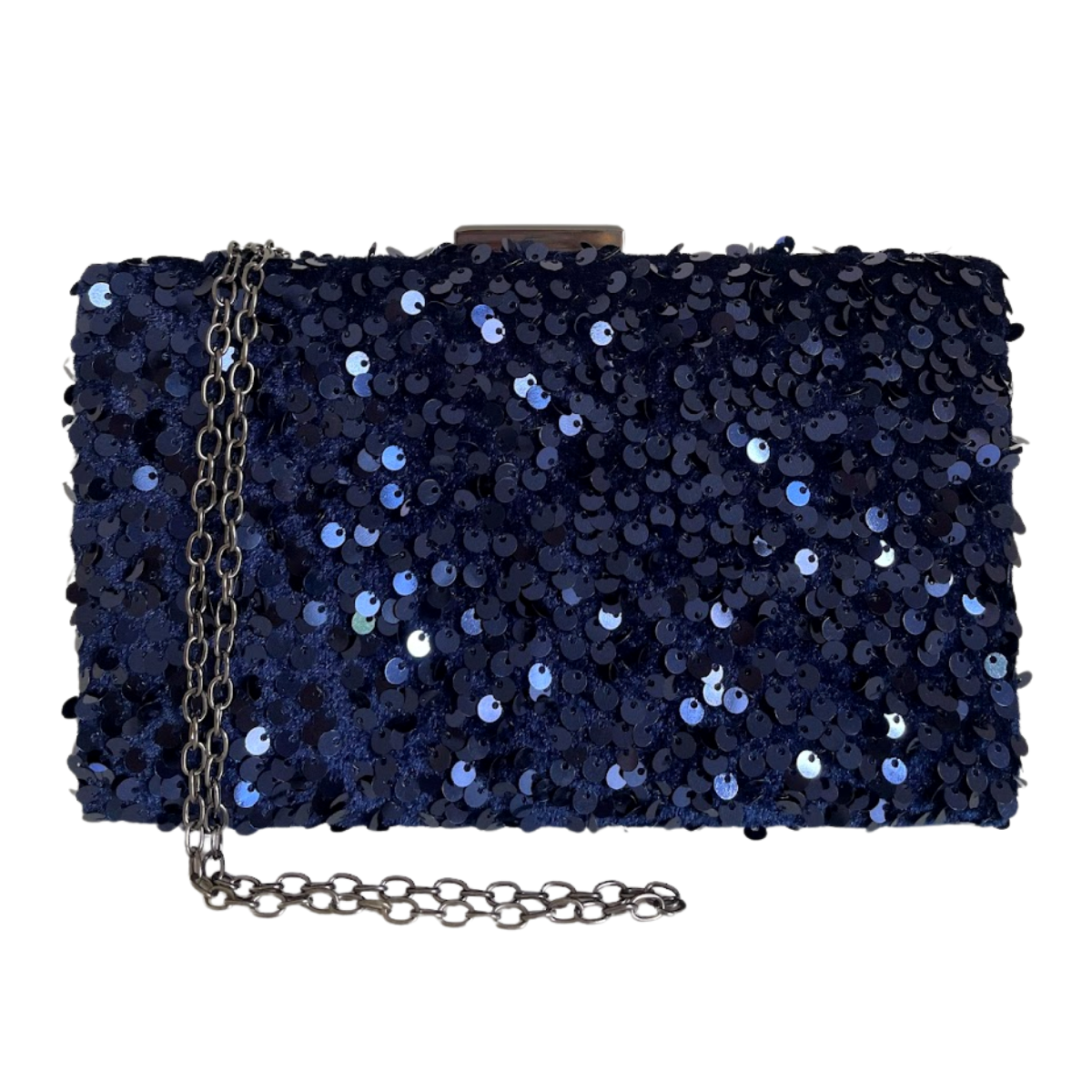 Bolsa de Festa Clutch Lantejoulas Azul Marinho