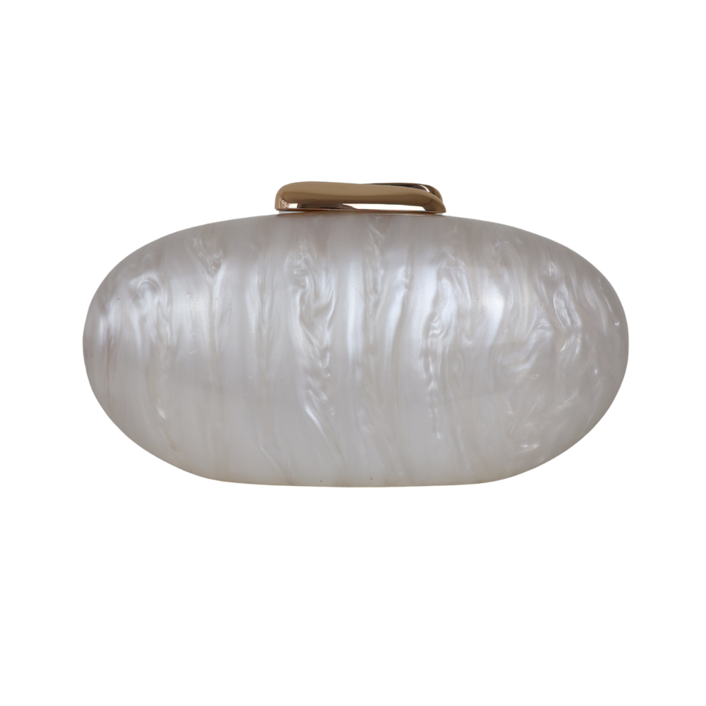 Bolsa Clutch Festa Acrílico Oval Branca