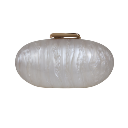 Bolsa Clutch Festa Acrílico Oval Branca