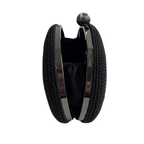 Bolsa de Festa Clutch Corda Trançada Oval Preta