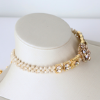 Colar Choker Gargantilha Dourada e Off White