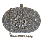 Bolsa de Festa Clutch Pedraria Cristal Prateada - ReUse
