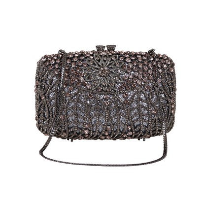 Bolsa Festa Clutch Pedraria Strass Prata Grafite