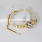 Colar Choker Gargantilha Dourada e Off White