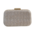 Bolsa de Festa Clutch Madeira e Palha Bege Claro