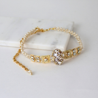 Colar Choker Gargantilha Dourada e Off White
