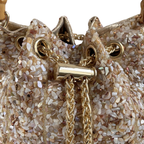 Bolsa Festa Clutch Pouch Pedraria Bege